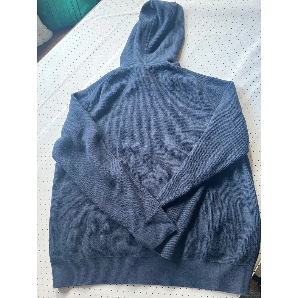 Banana Republic Mens XL Navy Blue 100% Cotton Knit Hoodie Sweater Pullover XL